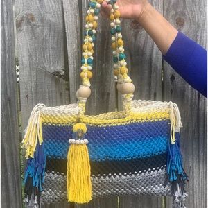 Macrame fringe bag with keyring